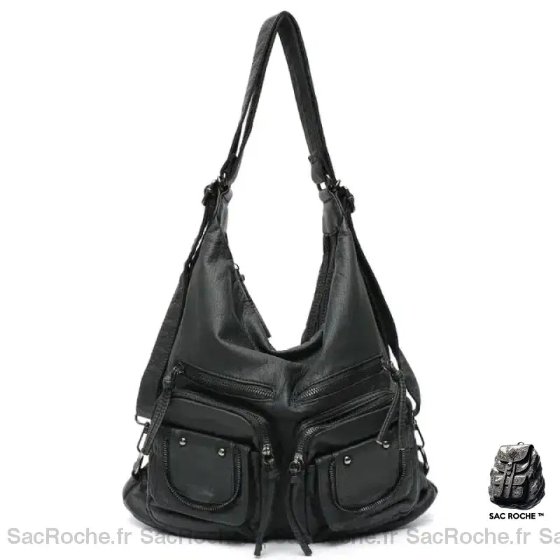 Sac à bandoulière en similicuir noir