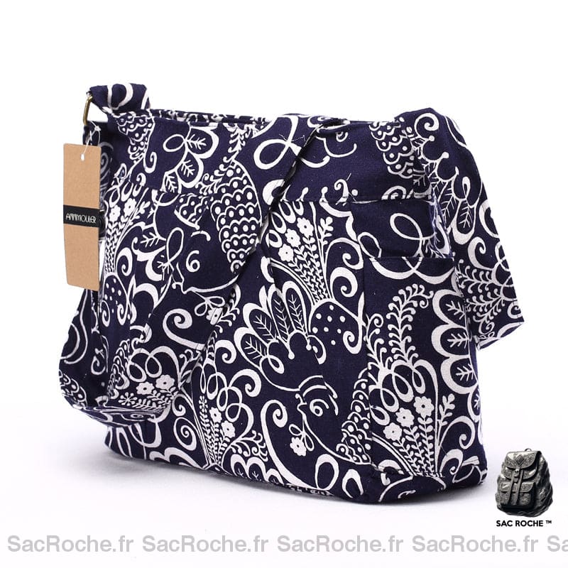 Sac Bandoulière Tissu Style Boho - Femme Bleu Sac À Main Femme