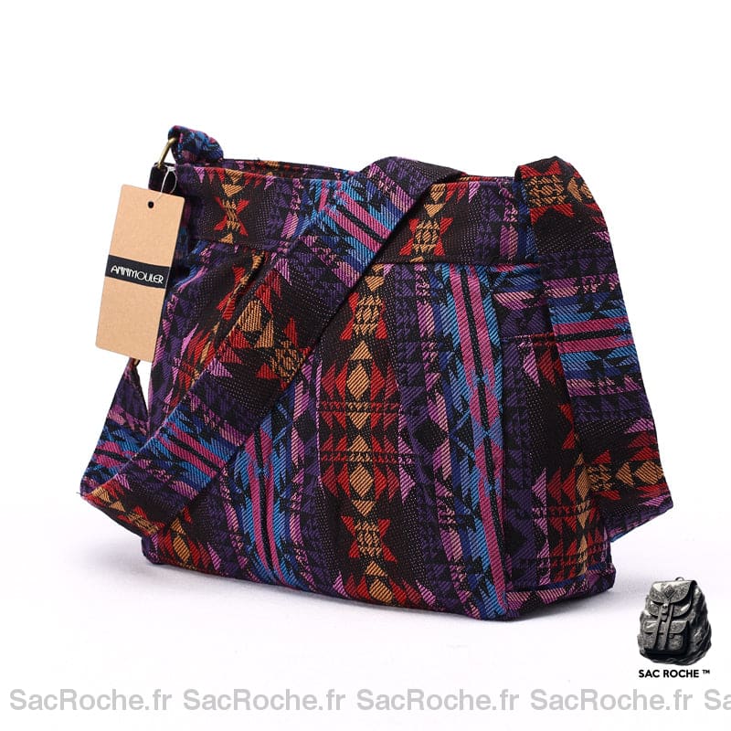 Sac Bandoulière Tissu Style Boho - Femme Mauve Sac À Main Femme