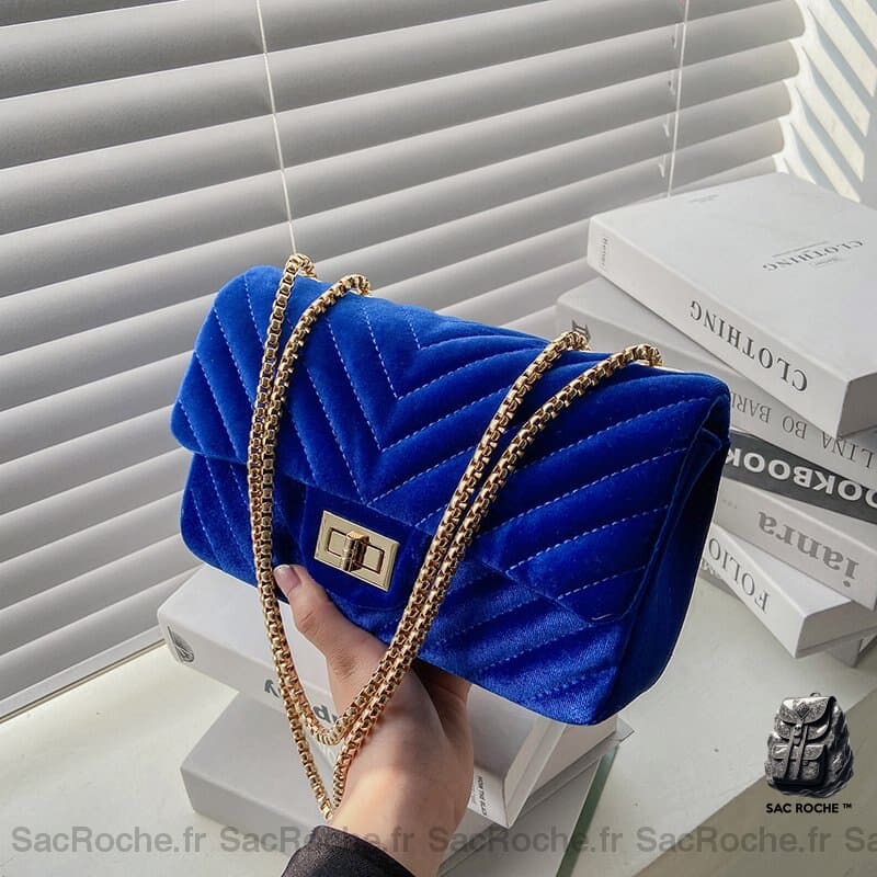 Sac Bandoulière Velours Femme Petit Bleu Sac À Main Femme