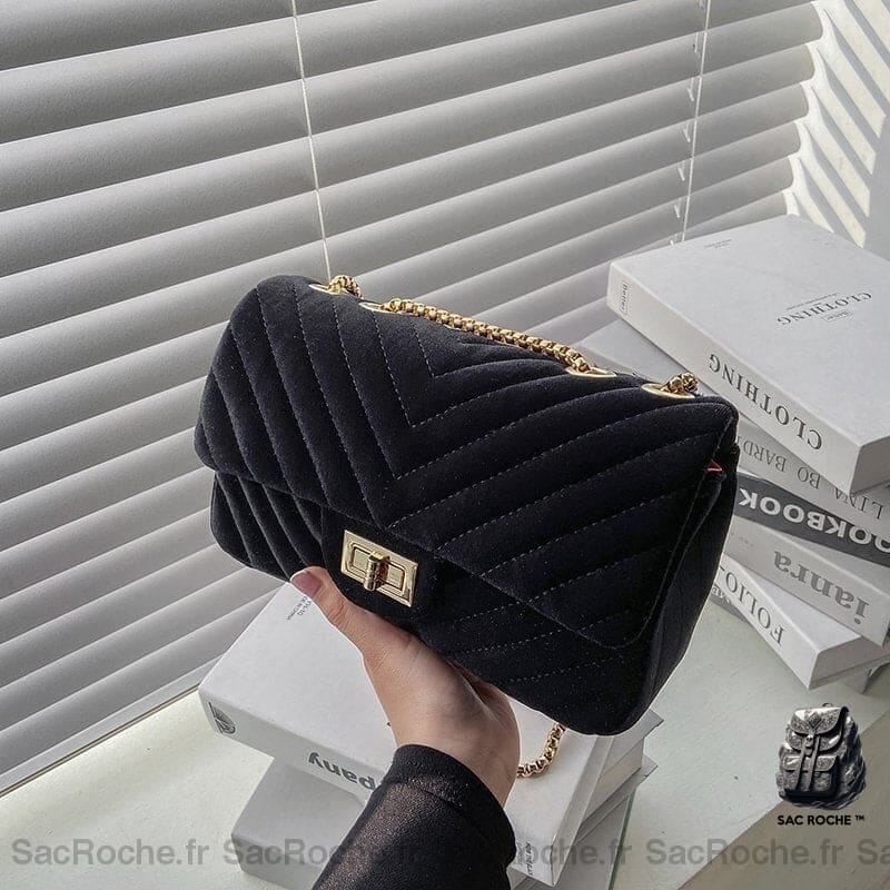 Sac Bandoulière Velours Femme Petit Noir Sac À Main Femme