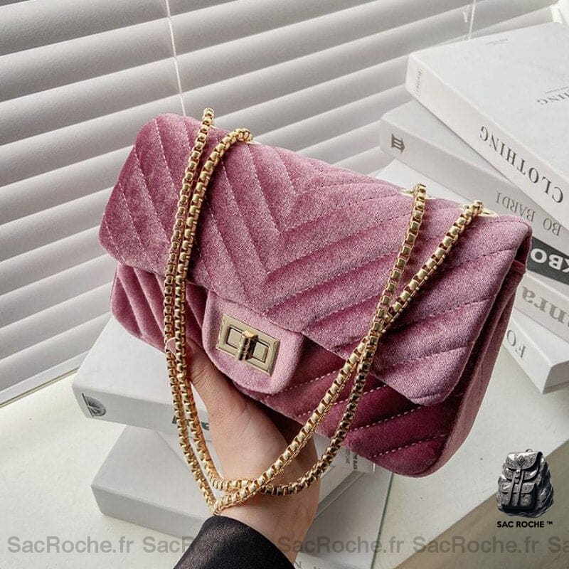 Sac Bandoulière Velours Femme Petit Rose Sac À Main Femme