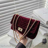 Sac Bandoulière Velours Femme Petit - modèle Rouge - Sac Roche ™