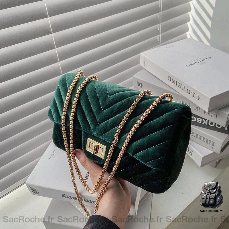 Sac Bandoulière Velours Femme Petit Vert Sac À Main Femme