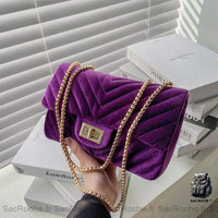 Sac Bandoulière Velours Femme Petit - modèle Violet - Sac Roche ™