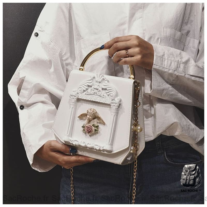 Sac Baroque Petit Blanc À Main Femme