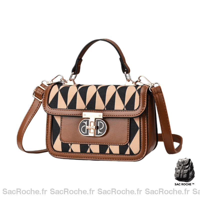 Sac Besace Brun Femme Beige À Motif / 20X9X13Cm