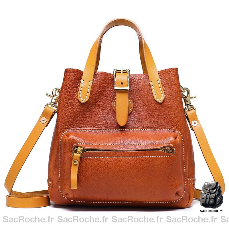 Sac Besace Cuir Épais Femme Orange / 23Cmx10Cmx21Cm
