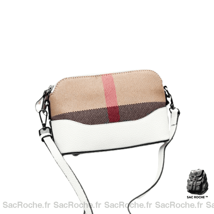 Sac Besace Cuir Femme Compartiments Blanc