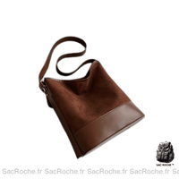 Sac Besace Cuir Femme Discount - modèle Café / 28x32x11cm - Sac Roche ™