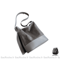 Sac Besace Cuir Femme Discount - modèle Gris / 28x32x11cm - Sac Roche ™