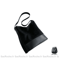 Sac Besace Cuir Femme Discount - modèle Noir / 28x32x11cm - Sac Roche ™