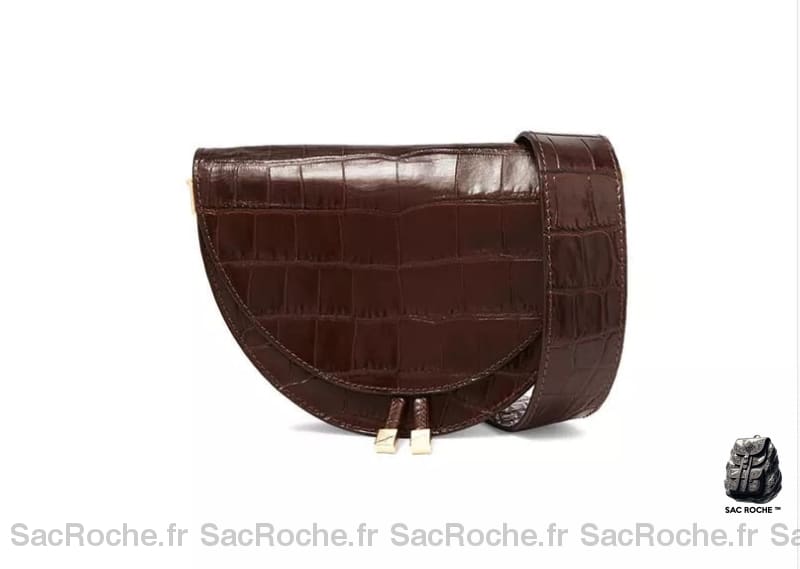 Sac Besace Cuir Femme Fashion Marron Croco / 23 X 17 5Cm