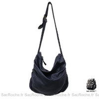 Sac Besace Cuir Femme Italien - modèle Bleu marine - Sac Roche ™