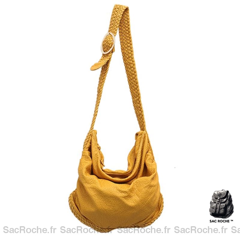 Sac Besace Cuir Femme Italien Jaune