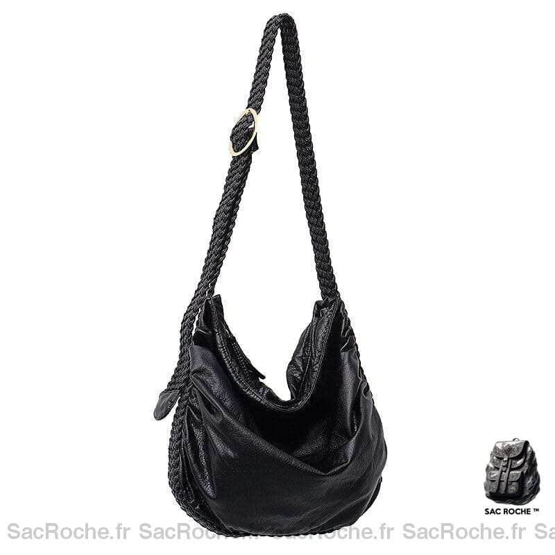 Sac Besace Cuir Femme Italien Noir
