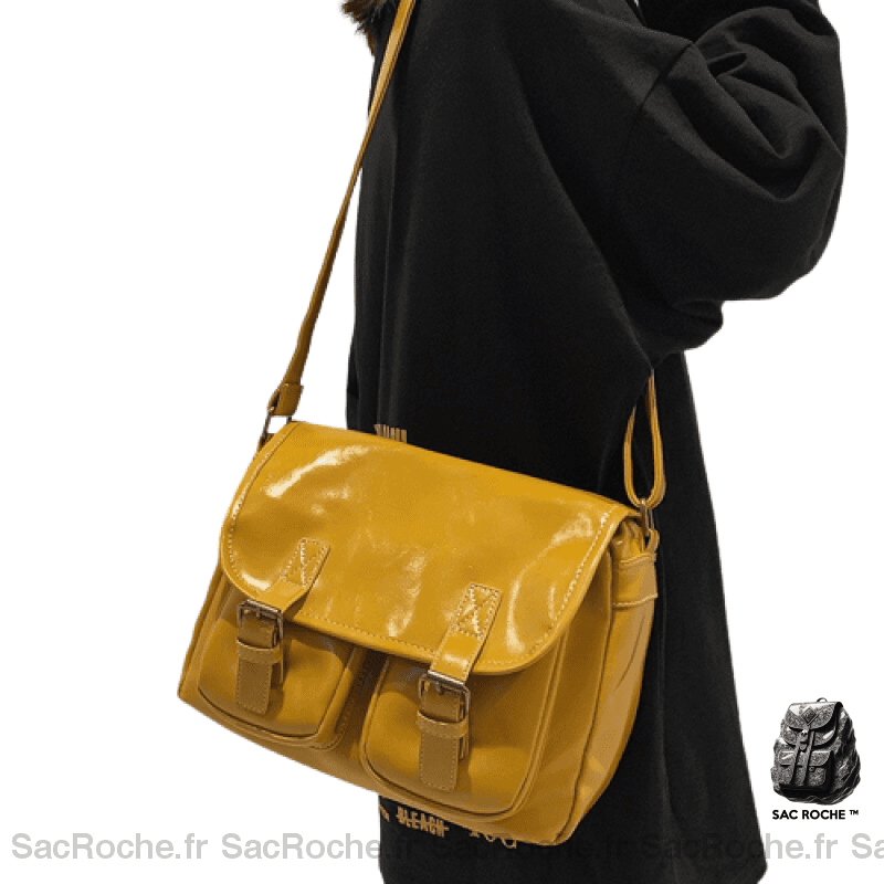 Sac Besace Cuir Femme Jaune