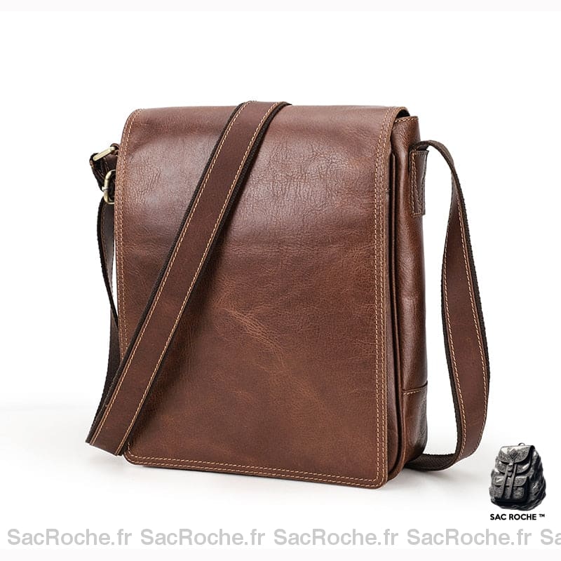 Sac Besace Cuir Femme Marron / 24X6.5X29.5 Cm