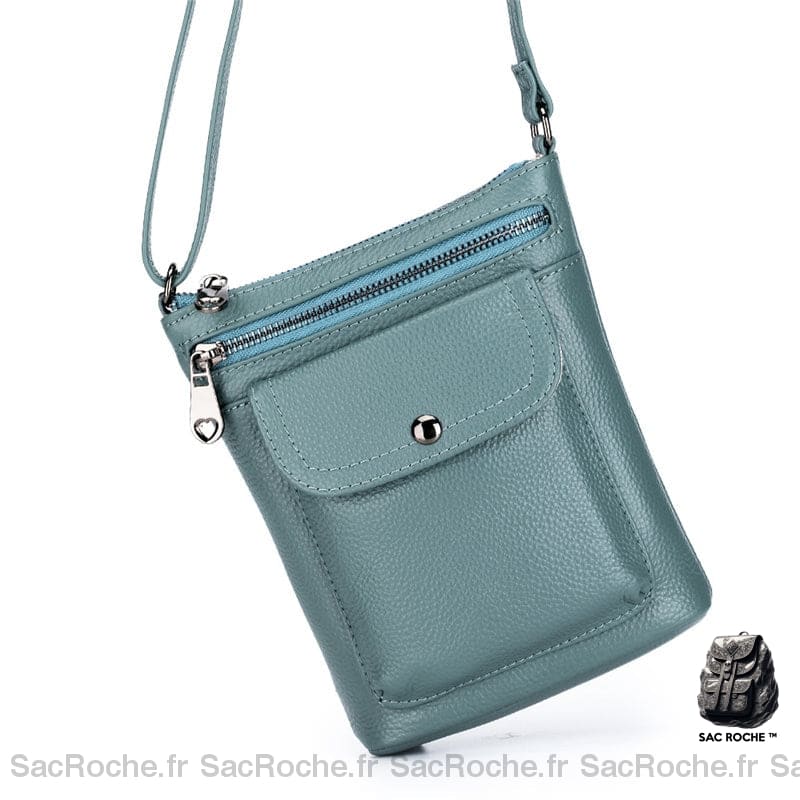 Sac Besace Cuir Femme Mini Bleu / 18.5 X 15 5Cm