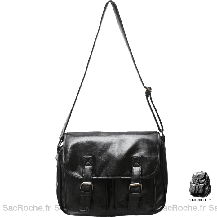Sac Besace Cuir Femme Noir