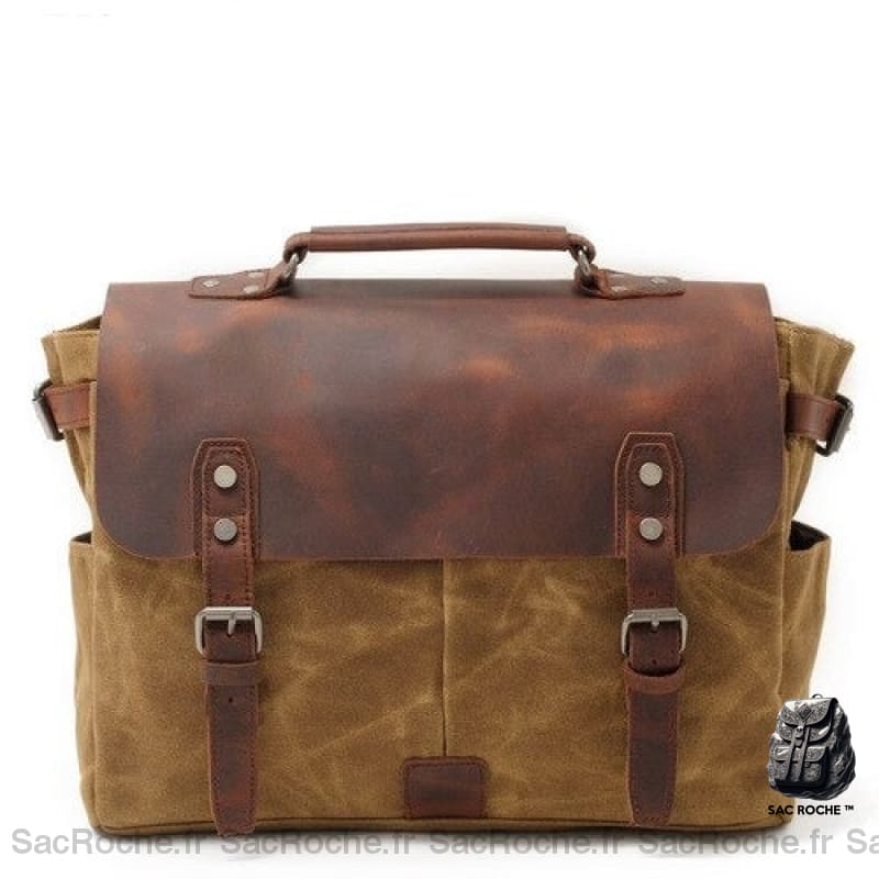 Sac Besace Cuir Femme Pour Ordinateur Kaki / 36 X 12.5 7Cm