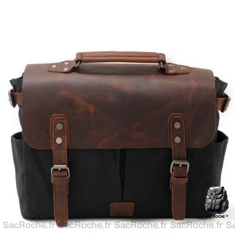 Sac Besace Cuir Femme Pour Ordinateur Noir / 36 X 12.5 7Cm