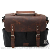 Sac Besace Cuir Femme pour Ordinateur - modèle Noir / 36 x 12.5 x 7cm - Sac Roche ™