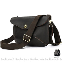 Sac Besace Cuir Femme Qualité - modèle Noir / 24.5 x 5 x 17cm - Sac Roche ™