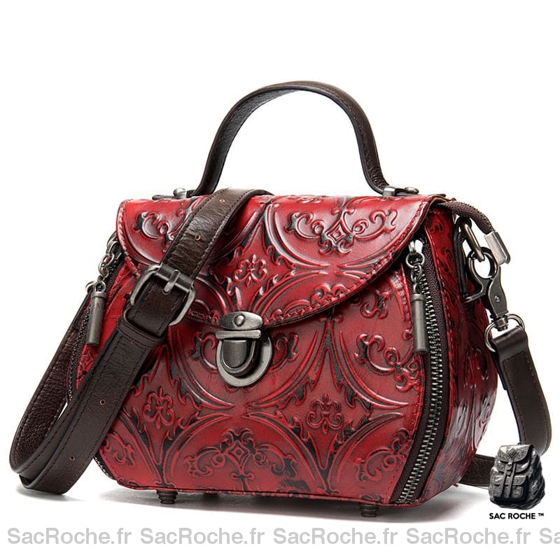 Sac Besace Cuir Femme Rouge