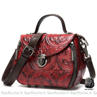 Sac Besace Cuir Femme - modèle Rouge - Sac Roche ™