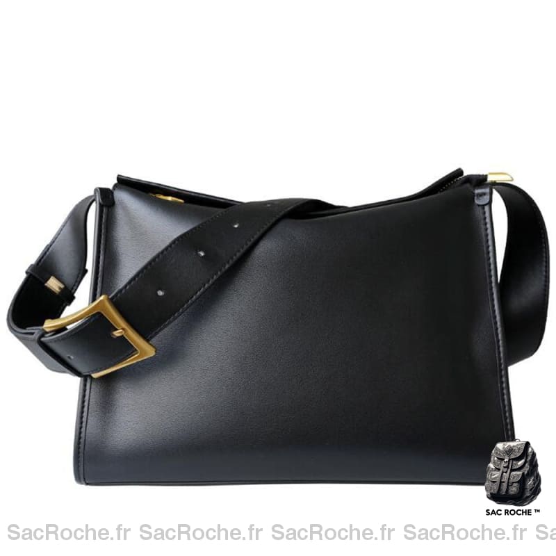 Sac Besace Cuir Femme Souole Noir / 30X22X14 Cm
