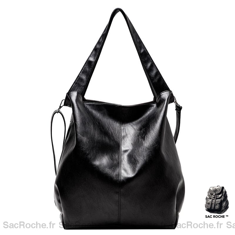 Sac Besace Cuir Femme Souple Noir / 40Cm X 10Cm