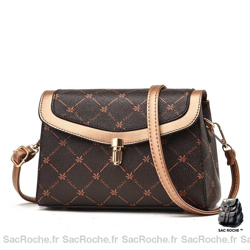 Sac Besace Cuir Marron Foncé Pas Cher Doré / 21 X 11 15Cm Besace Femme