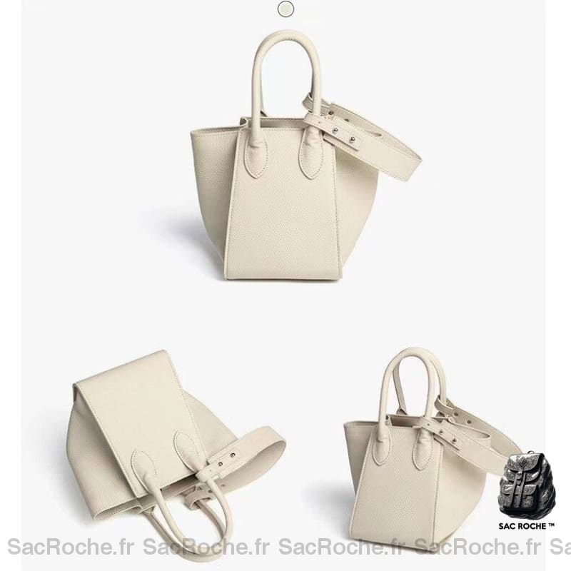 Sac Besace Cuir Naturel Femme Blanc / 21X19X10 Cm