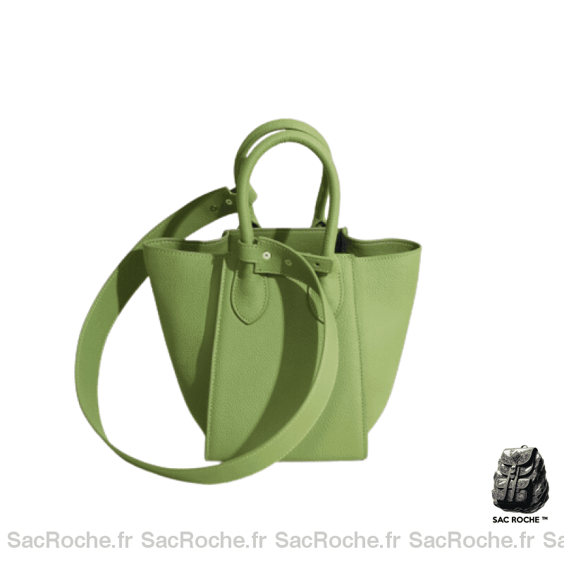 Sac Besace Cuir Naturel Femme Vert Clair / 21X19X10 Cm