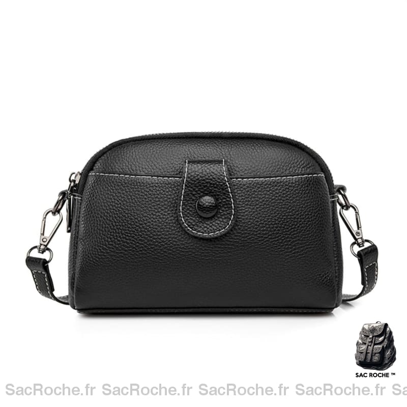 Sac Besace Cuir Noir Femme