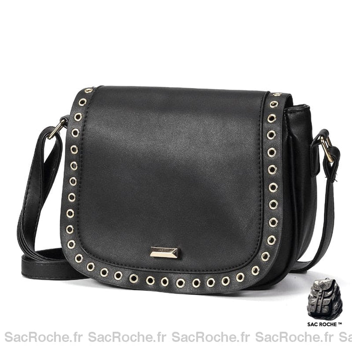 Sac Besace Cuir Noir Femme