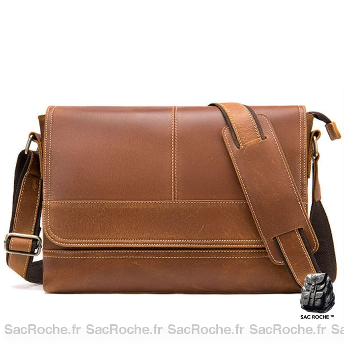 Sac Besace Cuir Ordinateur Homme - 13 Marron Sacoches Ordinateur
