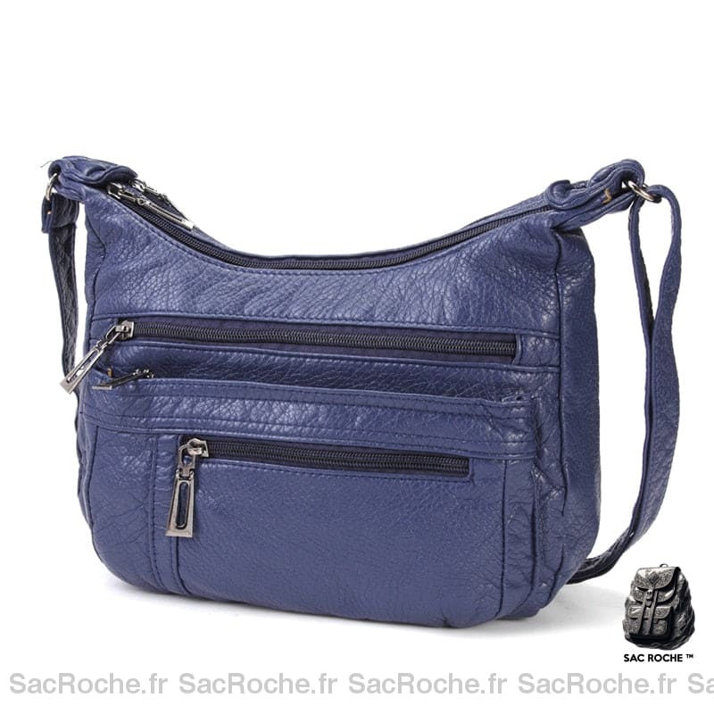 Sac Besace Cuir Souple Femme Bleu