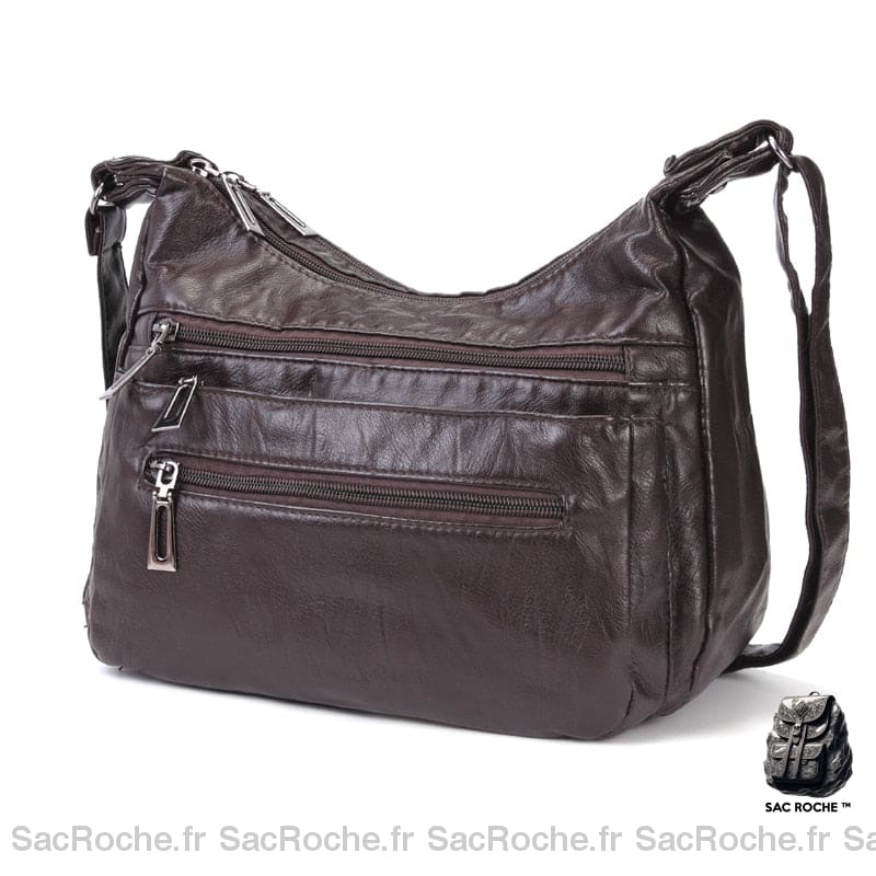 Sac Besace Cuir Souple Femme Café