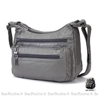 Sac Besace Cuir Souple Femme - modèle Gris - Sac Roche ™