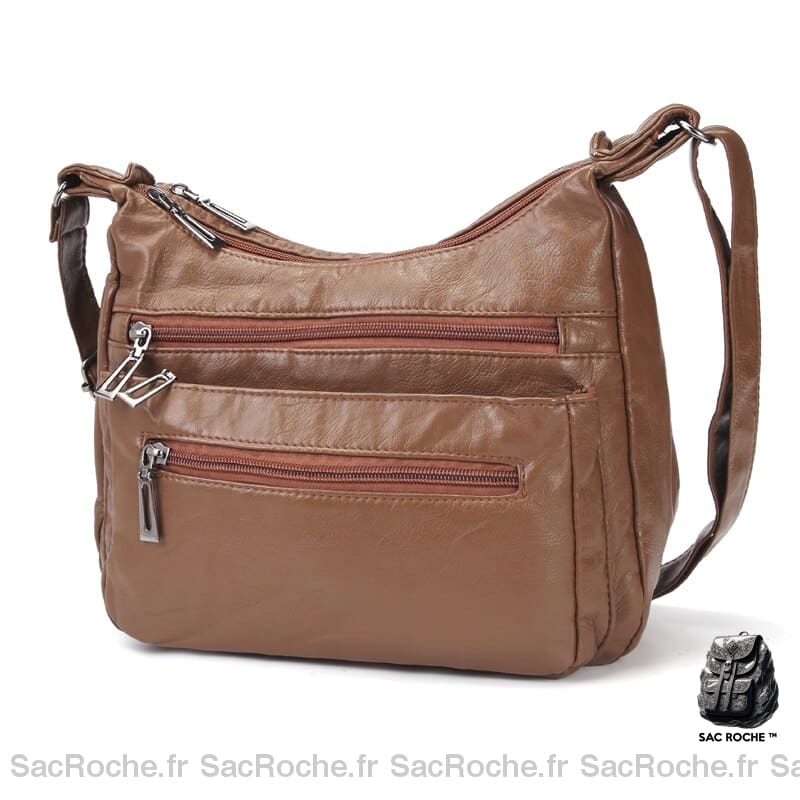 Sac Besace Cuir Souple Femme Marron