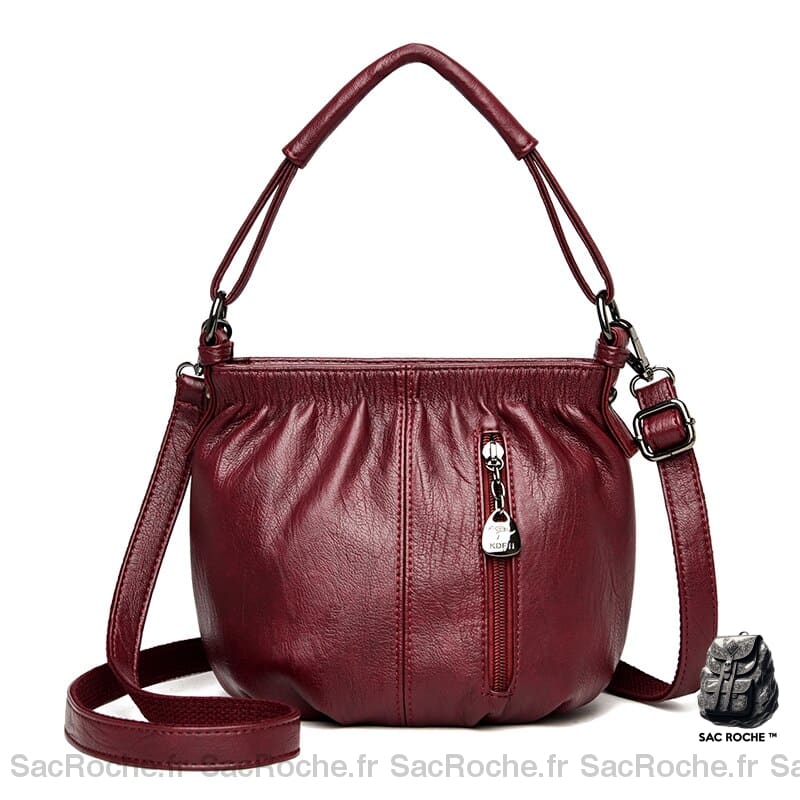 Sac Besace Cuir Souple Printemps Femme Bordeaux