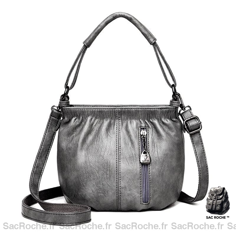 Sac Besace Cuir Souple Printemps Femme Gris