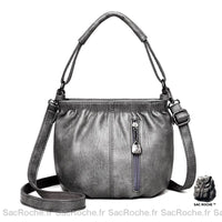 Sac Besace Cuir Souple Printemps Femme - modèle Gris - Sac Roche ™