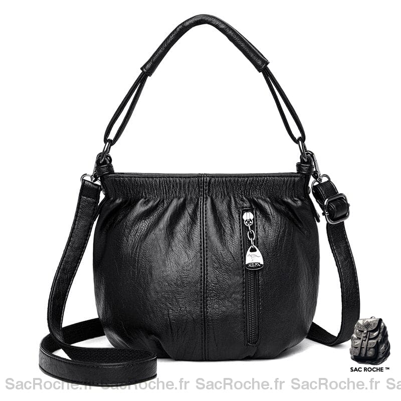 Sac Besace Cuir Souple Printemps Femme Noir