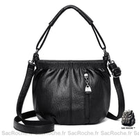 Sac Besace Cuir Souple Printemps Femme - modèle Noir - Sac Roche ™
