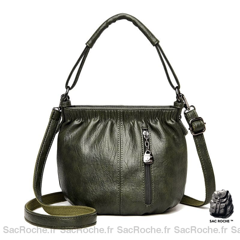 Sac Besace Cuir Souple Printemps Femme Vert