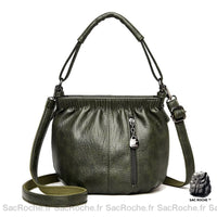 Sac Besace Cuir Souple Printemps Femme - modèle Vert - Sac Roche ™