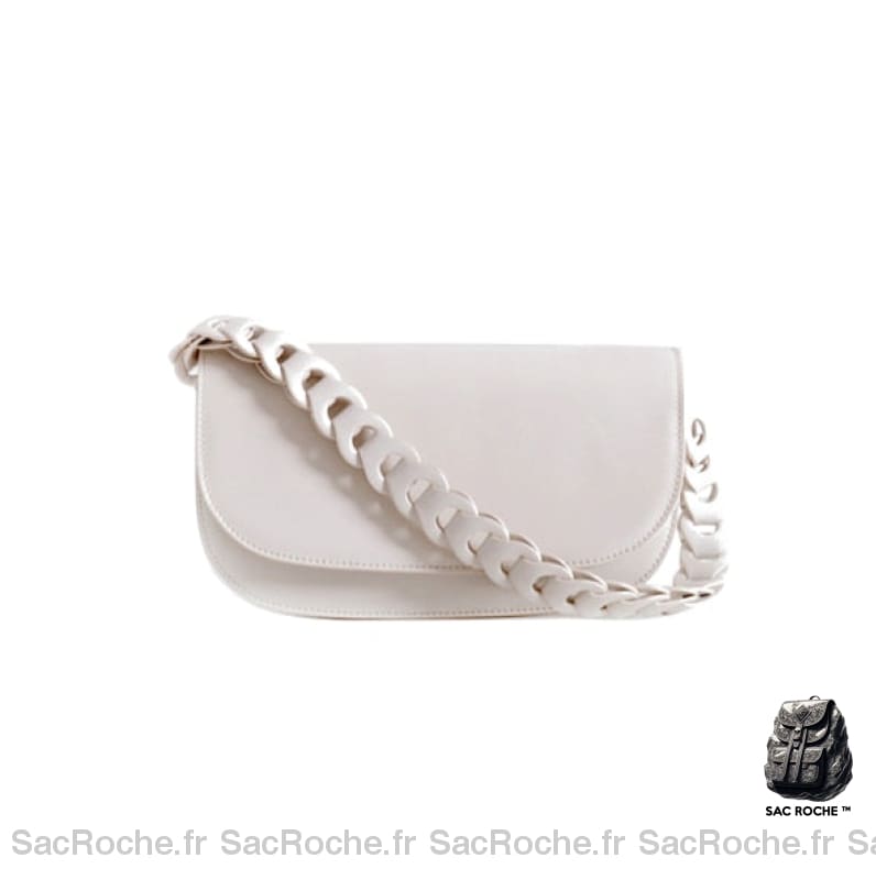 Sac Besace Cuir Véritable Femme Blanc / 24 X 5.5 13Cm